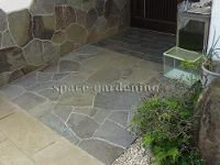 鉄平石 乱形 アプローチ 石貼り