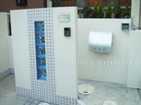 ガラスブロック 施工例 門柱 塗り壁 タイル ガラスブロック 施工例 門柱 塗り壁 タイル