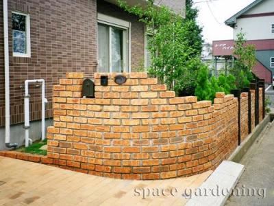 オープン外構 門柱 レンガ オープン外構 門柱 レンガ