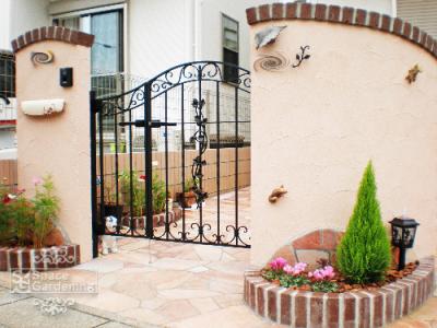 門柱 塗り壁 笠木 レンガ 門柱 塗り壁 笠木 レンガ