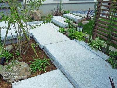 アプローチ 階段 みかげ石 平板 アプローチ 階段 みかげ石 平板