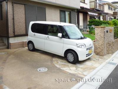 駐車場 石貼り パラストーン 乱形 目地レンガ 駐車場 石貼り パラストーン 乱形 目地レンガ