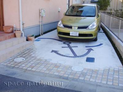 駐車場 コンクリート ピンコロ モチーフ 1台 駐車場 コンクリート ピンコロ モチーフ 1台