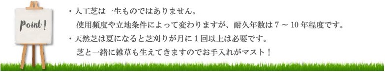天然芝と人工芝の選ぶポイント 天然芝と人工芝の選ぶポイント