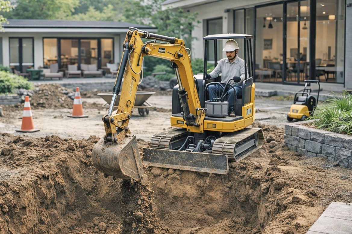 プール工事　着工